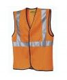 Gilet haute visibilité MAILLE CL II avec 2 bandes verticales Couleur ORANGE FLUO