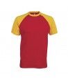 T SHIRT De Travail BASEBALL - KARIBAN Couleur RED/YELLOW