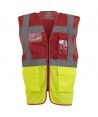 GILET FLUO Maille Aérée + Full Zip + Porte Badge Couleur ROUGE/JAUNE FLUO