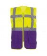 Gilet Haute Visibilité avec porte badge - YOKO Couleur JAUNE FLUO/PURPLE